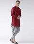 Maroon Kurta Art Dupion Dhoti Closure View