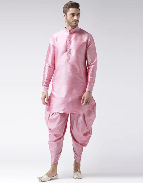 Light Pink Kurta Art Dupion Dhoti