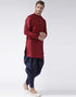 Maroon Kurta Art Dupion Dhoti Closure View