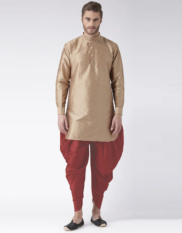 Copper Gold Kurta Art Dupion Dhoti