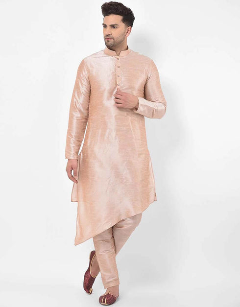 Peach Kurta Art Dupion Pant