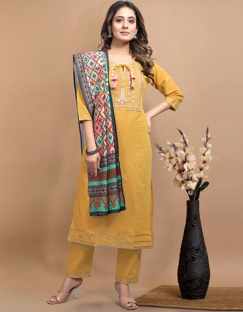 Indian Yellow Pure Khadi Cotton Pant Straight