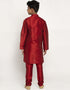 Maroon Kurta Pajama Art Dupion Closure View