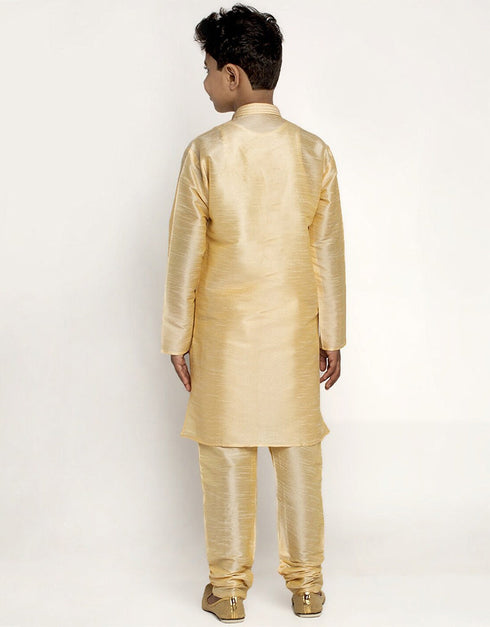 Cream Kurta Pajama Art Dupion Closure View