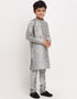 Grey Kurta Pajama Art Dupion Closure View
