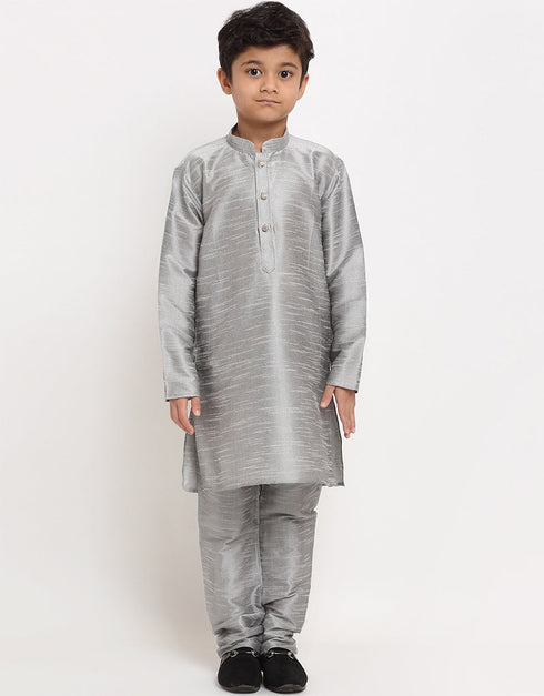 Grey Kurta Pajama Art Dupion