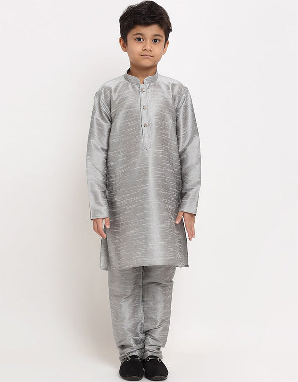 Grey Kurta Pajama Art Dupion