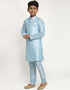 Sky Blue Kurta Pajama Art Dupion Closure View