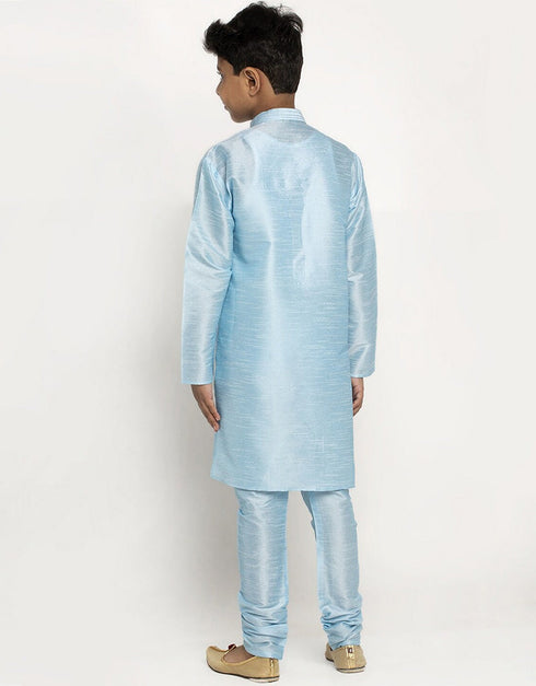 Sky Blue Kurta Pajama Art Dupion Closure View