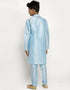 Sky Blue Kurta Pajama Art Dupion Closure View