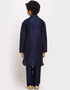 Navy Blue Kurta Pajama Art Dupion Closure View
