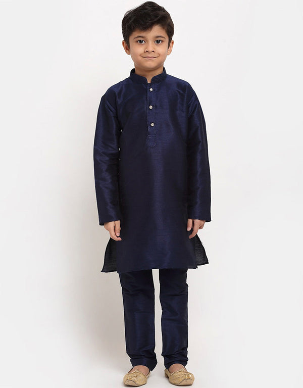 Navy Blue Kurta Pajama Art Dupion