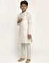 White Kurta Pajama Art Dupion Closure View