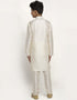 White Kurta Pajama Art Dupion Closure View