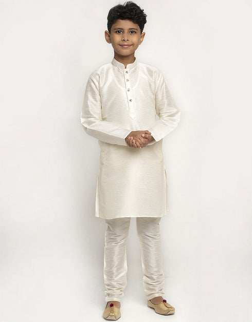 White Kurta Pajama Art Dupion