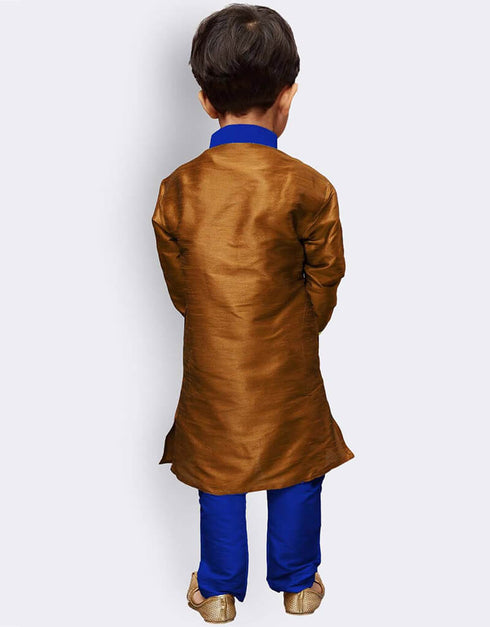 Copper Gold Kurta Pajama Art Dupion Closure View