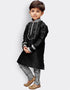 Black Kurta Pajama Art Dupion Closure View