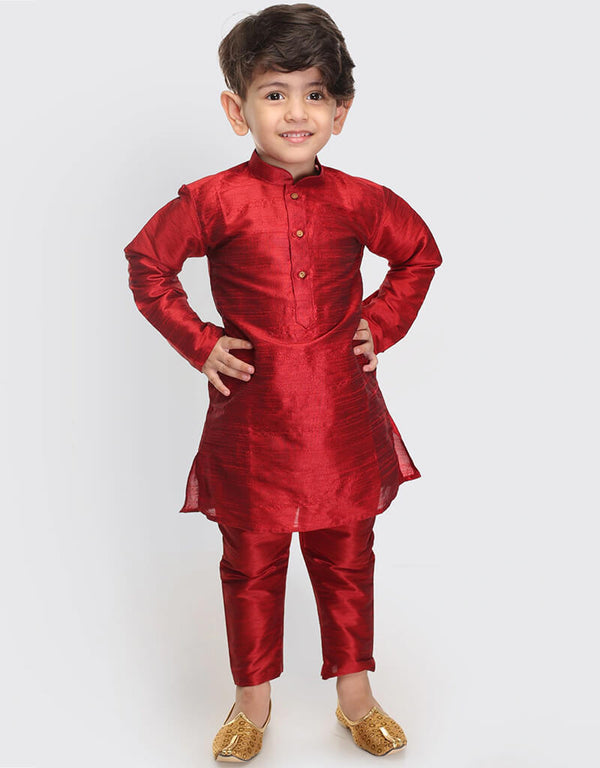 Red Kurta Pajama Art Dupion