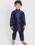 Navy Blue Kurta Pajama Art Dupion Closure View