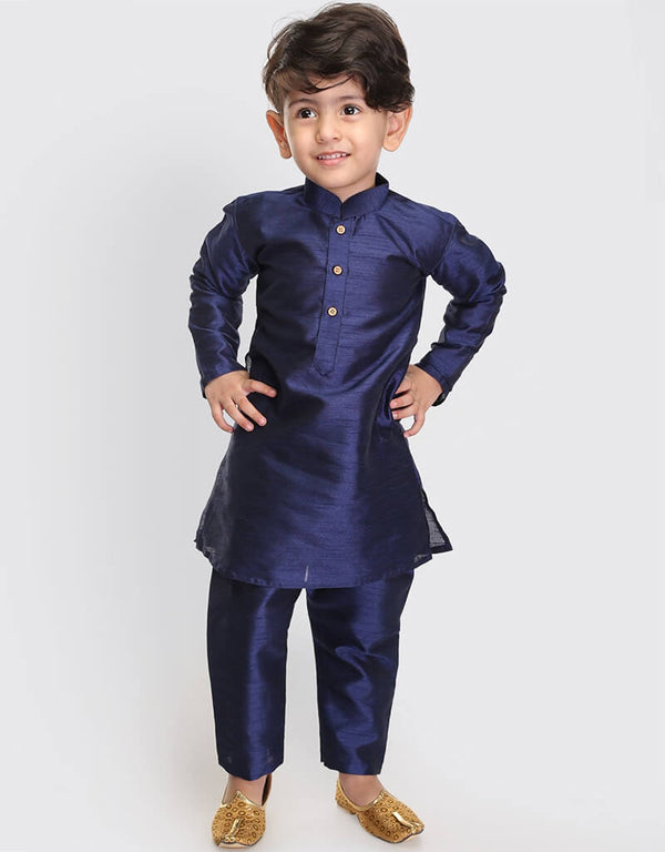 Navy Blue Kurta Pajama Art Dupion