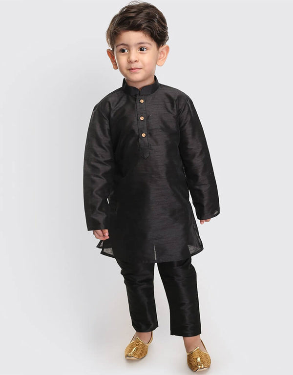 Black Kurta Pajama Art Dupion