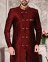 Maroon Kurta Dhupion Silk Dhoti Closure View