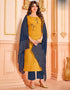 Mustard Handloom Imported Cotton Weaving Pant Suit