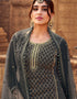Grey Heavy Georgette Palazzo Straight Closure View