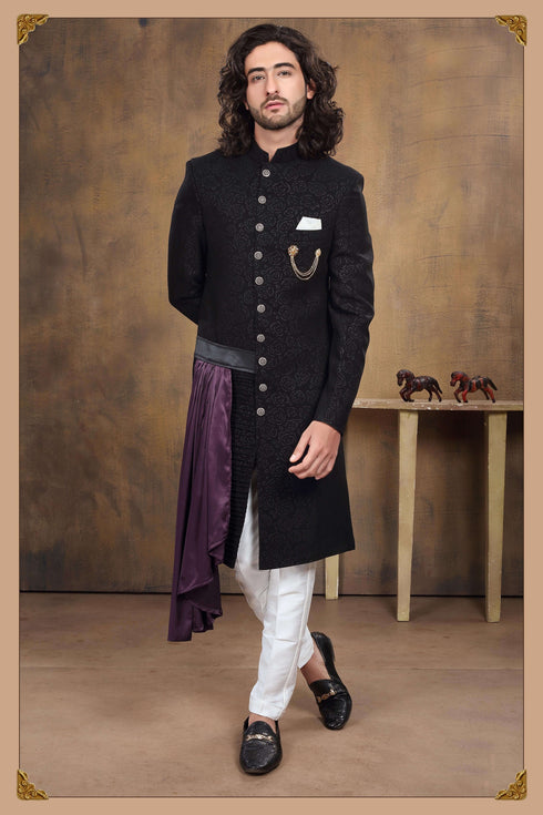 Black Kurta Imported Aligadhi
