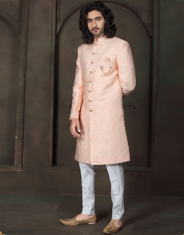 Peach Kurta Imported Aligadhi