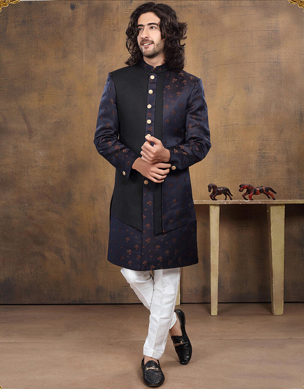 Navy Blue Kurta Imported Aligadhi