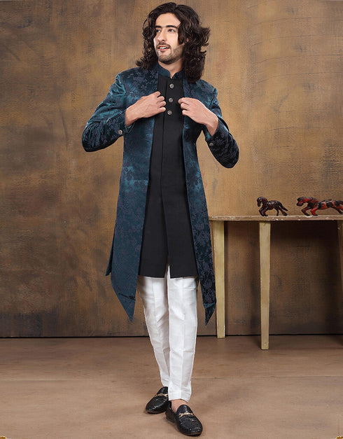 Black Teal Kurta Imported Dhoti