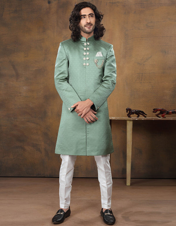 Green Kurta Imported Aligadhi