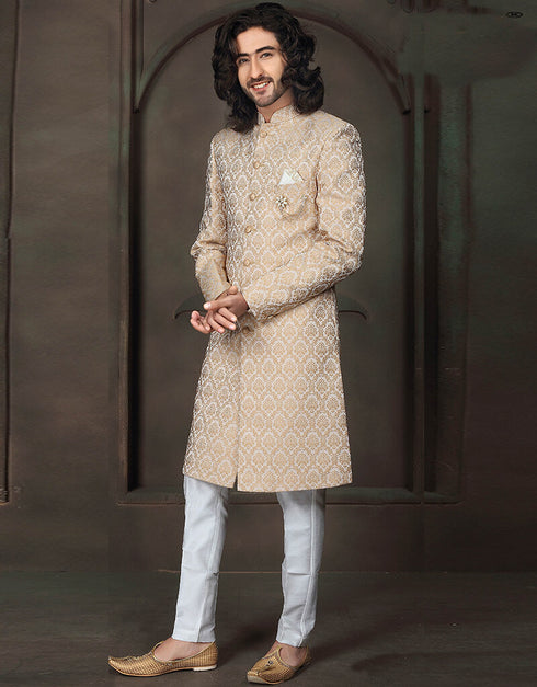 Cream Kurta Imported Aligadhi