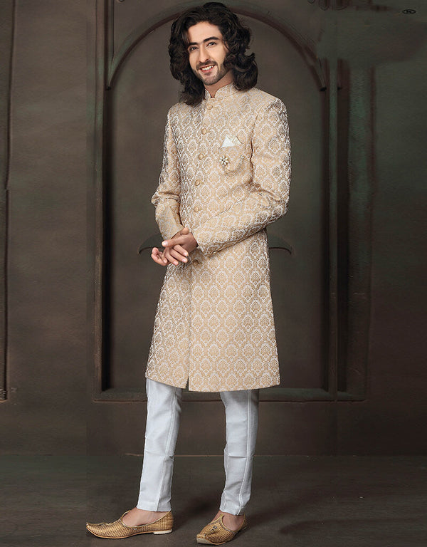 Cream Kurta Imported Aligadhi