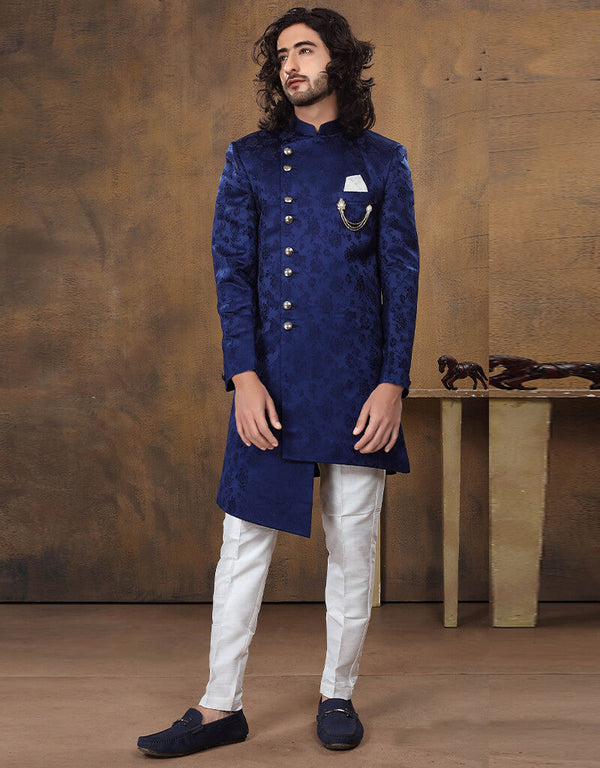 Navy Blue Kurta Imported Velvet Aligadhi