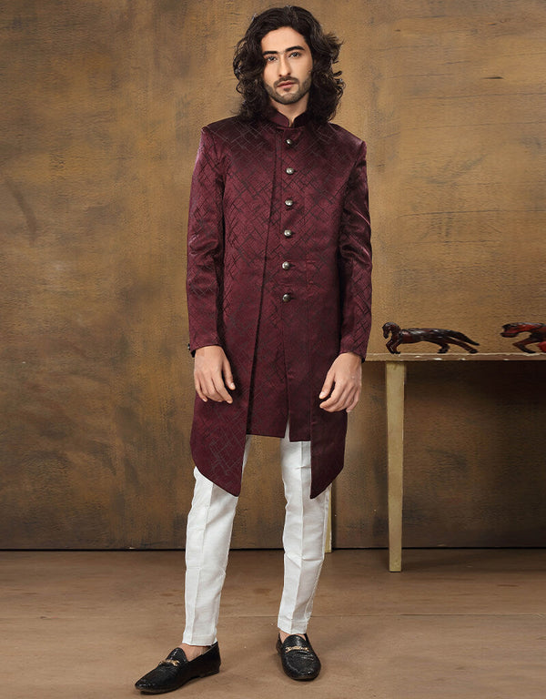 Maroon Kurta Imported Velvet Aligadhi