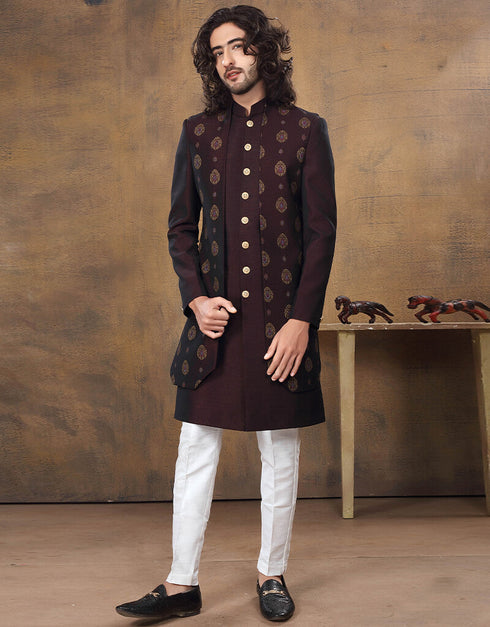 Brown Kurta Imported Aligadhi