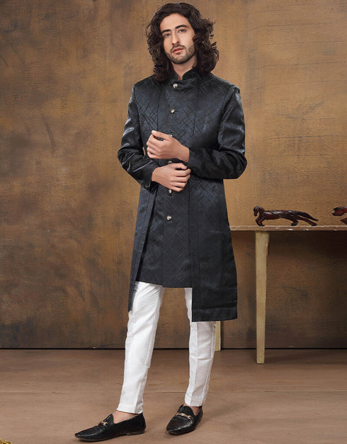 Black Kurta Imported Aligadhi