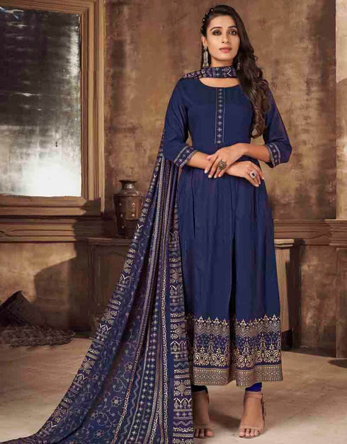 Navy Blue 14 Kg Rayon Pant Straight