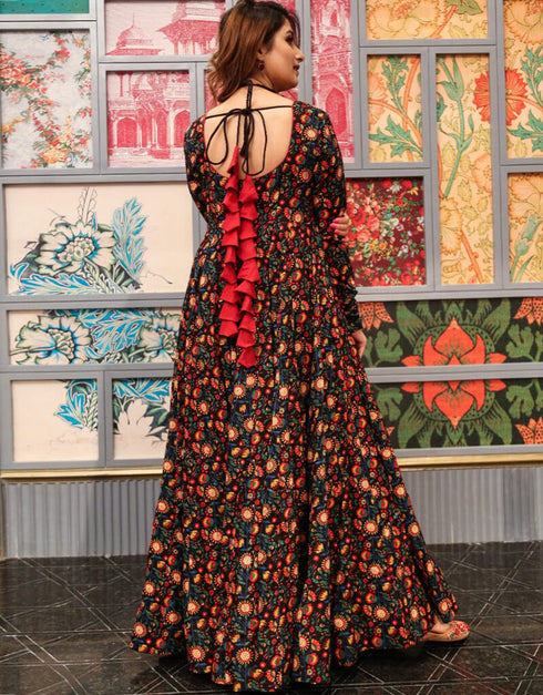 Black Designer Party Wear Readymade Kurti Back View