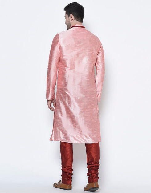 Light Pink Kurta Dhupion Silk Chudidaar Closure View
