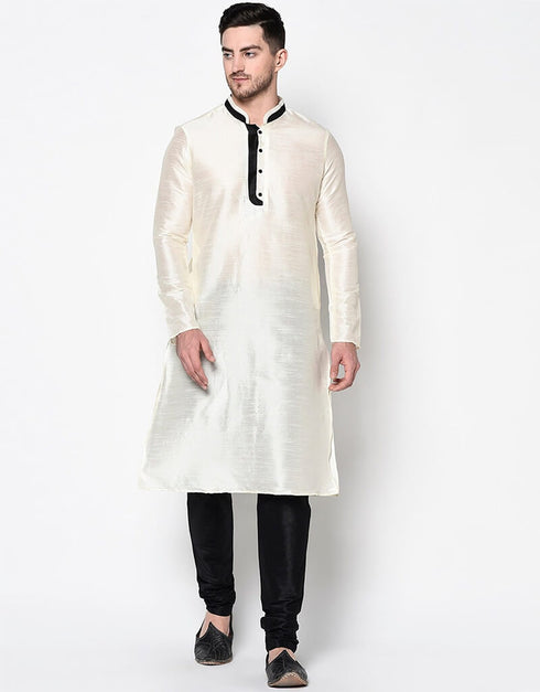 Off White Kurta Dhupion Silk Chudidaar
