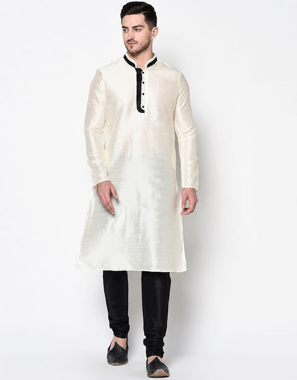 Off White Kurta Dhupion Silk Chudidaar