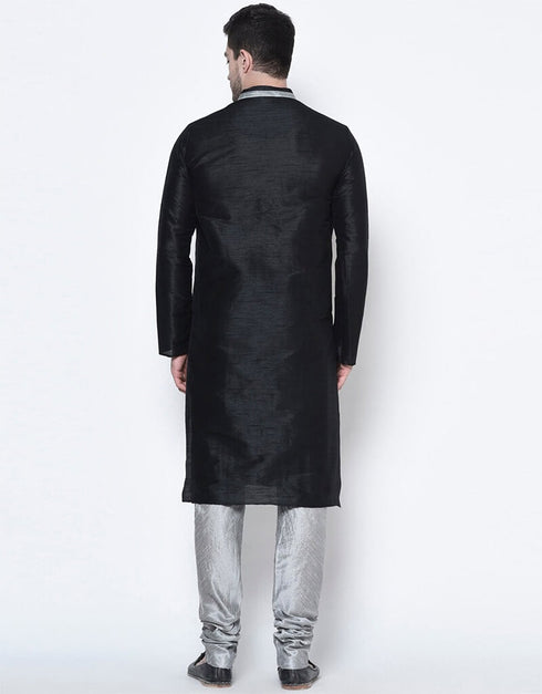 Black Kurta Dhupion Silk Chudidaar Closure View