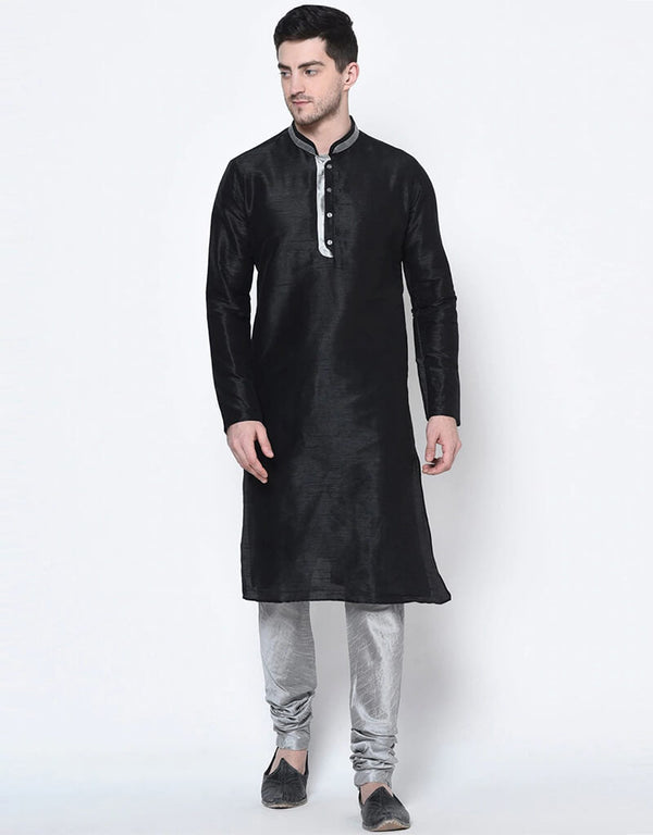 Black Kurta Dhupion Silk Chudidaar