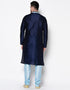 Navy Blue Kurta Dhupion Silk Chudidaar Closure View