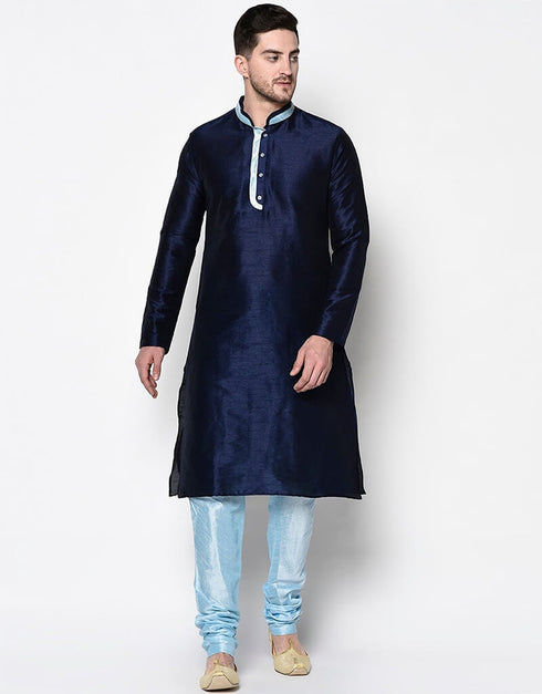 Navy Blue Kurta Dhupion Silk Chudidaar