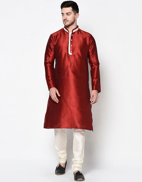 Marron Kurta Dhupion Silk Chudidaar