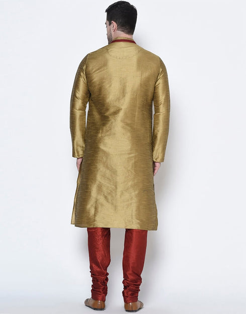 Coffee Kurta Dhupion Silk Chudidaar Closure View